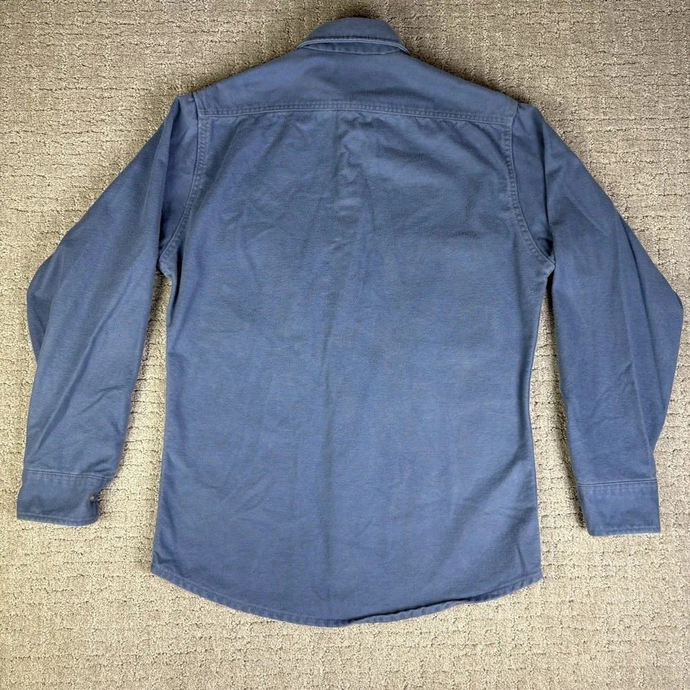 Vtg 80s Private Property Chamois Shirt Mens Small Blue Button Up Made In USA
